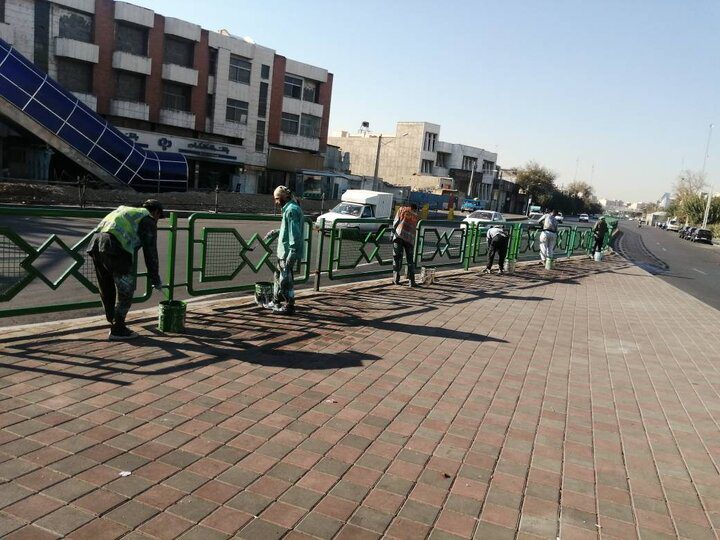 نقش رنگ بر ۱۰هزار مترمربع از المان‌های شهری منطقه ۹