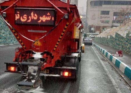 استفاده از «فرچه برفروب» در معابر برفی تهران